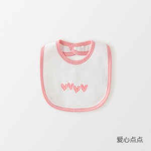 MiaoPigeon Newborn Baby Bib Pink Heart Dots Pure Cotton Waterproof 0-6 Months Newborn Bib