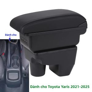Hộp Để Tay Trang Trí Xe Toyota Yaris Elegant GR Chất Liệu Da PU/nhựa ABS Phụ Kiện Ô Tô Dành Cho Các Mẫu Xe 20021-2025