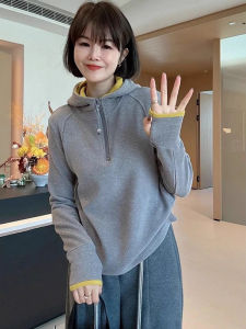 Design Sensation Thicker Double-sided Plush Womens Half-zip Hoodie