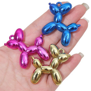 Fashion Popular Metallic Color Acrylic Dog Charm Pendant for Necklace Keychain DIY Jewelry Making Christmas Decoration