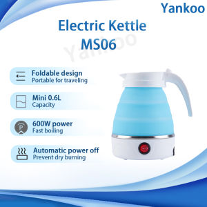 Foldable Silicone Electric Kettle Portable 0.6L 600W Fast Boiling SUS304 Stainless Steel Heating Plate Prevent Dry Burning Automatic Power Off