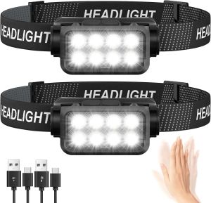 Đèn Pha LED Cảm Biến Chuyển Động Có Thể Sạc Lại Đèn Pha Câu Cá 8 Đèn LED Siêu Sáng Đèn Pha Chống Nước Đèn Pha Trán