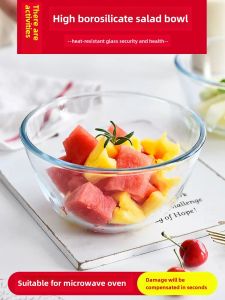 For Home Glass Bowl High Temperature Resistant Salad Bowl Soup Bowl Microwave Oven Special Large Bowl Egg Beating Baking Bowl Tableware Glass Basin