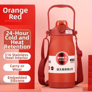 316 Food Grade Shockproof Double Lid Thermos Household Large Trendy Water Bottle