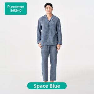 Purcotton | Mens Soft Pleated Yarn Sleepwear