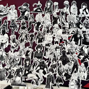 Black and White Comic Stickers Original Painting One Punch Man Stickers Hell Blowing Snow Dragon Roll Qiyu Jienos Stickers DIY Waterproof Paste