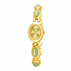 Womens Watch Ladies Bracelet Luxury Brand Waterproof Retro Natural Dongling Stone Hotan Jade Advanced Chain Watches Gift W006