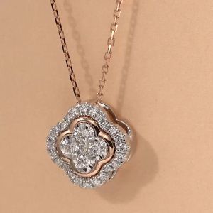 Chow Sang Sang 周生生 Daily Luxe Fantasy 18K Gold Diamond Four Clover Necklace 47cm 93888U