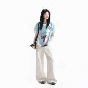 zuocisankon | Retro American Style Sport Striped Polka Dot Lace Spliced T-Shirt