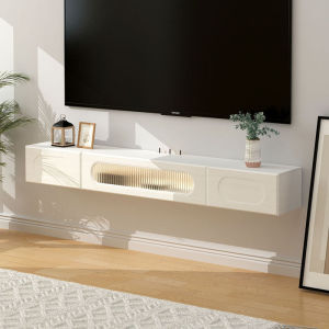 Cream Wind Hanging TV Cabinet and Tea Table Combination Modern Minimalist Small Apartment Internet-Popular Homestay Bedroom Wall Hanging TV Cabinet
