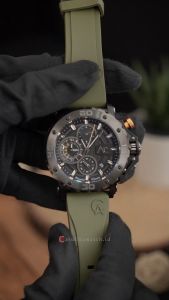 Jam Tangan Pria Alexandre Christie Chronograph AC 9205 MCREPBAYL Black Dial Green Rubber Strap