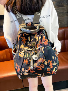Large Capacity Oxford Cloth Backpack Womens 2025 New Fashion Double Shoulder Bag Waterproof Climbing Bag Lucky Flower Opening