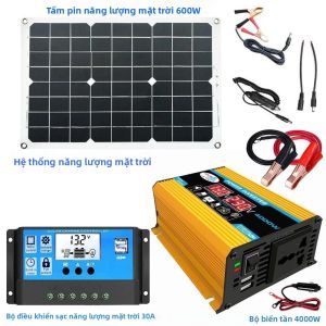 Hệ Thống Pin Năng Lượng Mặt Trời 12V Với Bộ Biến Tần 4000W - Bộ Điều Khiển Sạc Pin 110V/220V Hệ Thống Phát Điện Hoàn Chỉnh Để Sử Dụng Ngoài Trời