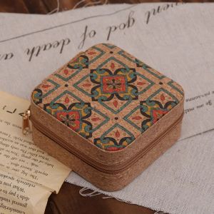Hộp Đựng Đồ Du Lịch Di Động Vân Gỗ Retro Đa Năng Chống Bụi Có Khóa Kéo Hình Vuông Nhỏ Đựng Phụ Kiện