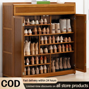 Shoe Cabinet With Door Bamboo Shoe Cabinet Wood Shoe Rack Organzie 30+Pairs Of Shoes Storage Cabinet 5~7Layers
