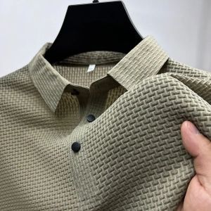 Brand Clothes Summer New Mens Short Sleeve T-shirt Ice Silk Cool and Breathable POLO Shirt Business Casual Sweat-absorbing Top