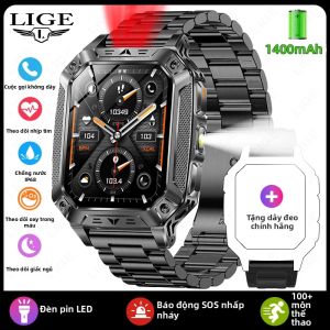 LIGE | Đồng Hồ Thông Minh Quân Đội LIGE Dành Cho Nam Pin 1400mAh Máy Theo Dõi Thể Dục Thể Thao Màn Hình Cảm Ứng 2.01 Inch Đèn Pin Ngoài Trời Chống Nước Có Chức Năng Gọi Điện