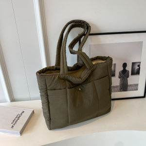 2025 New Commuter Student Class Bag Large Capacity down Jacket Single Shoulder Bag Shopping Bag Tote Bag Casual Nylon Handbag