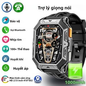 Đồng Hồ Thông Minh Nam 2025 MỚI Màn Hình AMOLED 2.13 Inch Chống Nước Tích Hợp La Bàn Theo Dõi Nhịp Tim Gọi Bluetooth Thể Thao Pin Siêu Bền 1000mAh