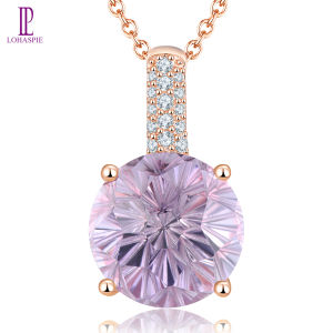 Lohaspie Jewelry Real 6.5 Carats 925 Silver Pendant Original Natural Amethyst Pendant Rose Gold Plated Amethyst Stone Pendant Women Fashion Pendant 925 Silver Jewelry