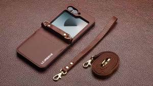 Crossbody Cards Solt Wallet Leather Case For Samsung Galaxy Z Flip 8 7 FE 6 5 4 3 5G Flip6 Flip7 Hand Strap Lanyard Pocket Cover