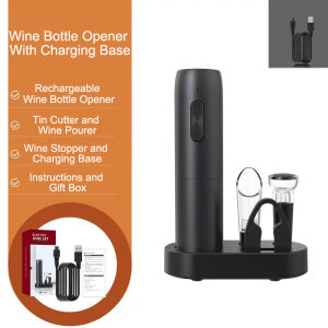 Electric Wine Bottle Opener Automatic Red Wine Corkscrew Rechargeable Wine Opener with Charging Base Wine Lover Kitchen Gadgets