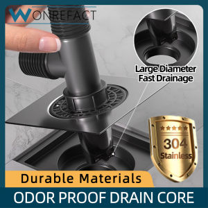 Anti-Clog Square Stainless Steel Odor Proof Drain Shower Obstacle Filter Washing Machine Drain Connector Cover Bathroom Floor HDB