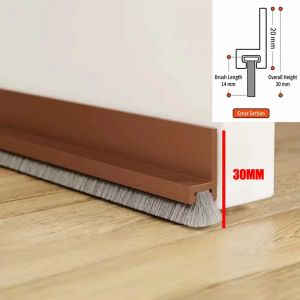 30/50mm Height TPE Door Seal Strip Adhesive Type Under Door Sweeper with Brush Hair Gap Filler Windproof Noise Reducer Tape