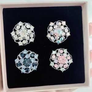 SO SEOUL Leilani Flower Swirl Mixed Colored Austrian Crystal Mini Baby Brooch Keronsang Pin Hijab