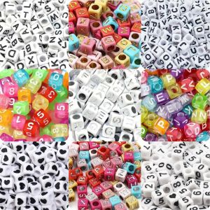 Hạt Chữ Cái Acrylic Hình Khối 100-500 Chiếc Nhiều Màu Sắc Chữ Cái A-Z 26 Chữ Cái Có Lỗ Dùng Làm Vòng Tay Tự Làm Phụ Kiện Làm Đồ Trang Sức