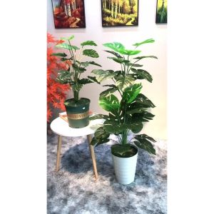 Cây trầu bà lá xẻ giả - Tặng chậu xốp cỏ hoặc rêu trải bề mặt - Cây giả hoa lụa trang trí nhà cửa