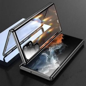 Magnetic Flip Case for Huawei Honor X9A/ X9B/ X9C/ X50 | 2-Sided Glass + Metal Bumper+Full Lens Protective Cover