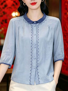 DAIXIANGFEIZI | Elegant And Age-defying Ladies Cotton-linen Blouse For Summer