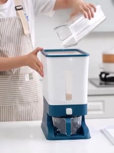 Automatic Bigas Dispenser Airtight Kitchen Container 8kg Sealed Freshness Rice Cereal Storage Organizer with Measuring Cup