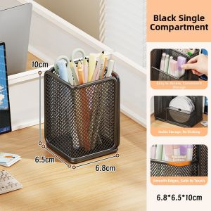evesigar | Desk Organizer Pencil Holder Multifunctional Mesh Multi-slot Large Capacity Storage Box