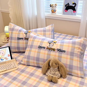 MINGSHA | Cute Cartoon Coarse Cotton Embroidery Pillowcase Pair