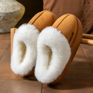 Dép Bông Mùa Đông Đế Dày Chống Trượt Ngoài Trời Thoải Mái Cho Nữ Đế EVA Đế Dày Ấm Áp Lông Cừu Trong Nhà