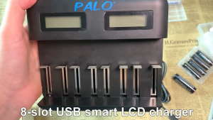ORI PALO Charger Baterai 8 Slot Fast charging AA AAA C D Ni-MH Ni-CD Dual LCD Display - NC556