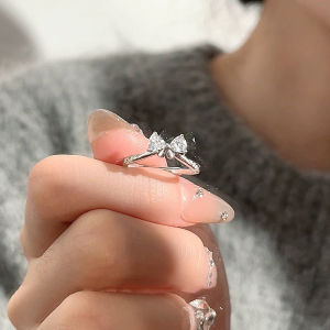 925 Silver Princess Dream Bow Ring Female Accessible Luxury Sweet Niche Style Fancy Adjustable Ring Birthday Gift