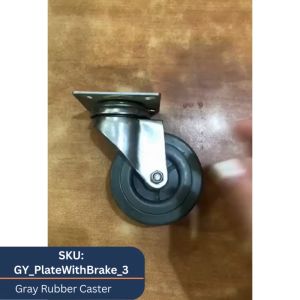 Plate Type With Brake Gray Rubber Wheel Casters 3" for Industrial Automotive Trollies Furniture(4pcs)