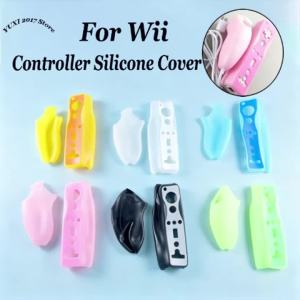 1Set Anti-slip Silicone Controller Case For Wii Remote Nunchuk Handle Protective Sleeve Multi Color Game Accessory