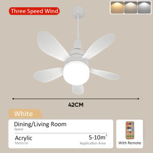 LIKHA Socket Fan Light 2-in-1 Ceiling Fans Long-range Control Dimmable 3 Colors Screw-in LED Ceiling Fan Light for Bedroom Kitchen Living Room etc