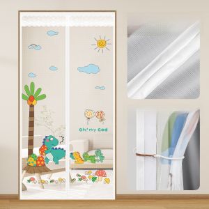 Chinese Style Mosquito Repellent Door Curtain Strong Magnetic Magic Self Adhesive Screen Door Curtain Bedroom Partition Curtain