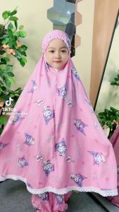 "Qimareez" MUKENA ANAK KUROMI RAYON BALI KAIN ADEM LEMBUT DAN HALUS SERTA NYAMAN