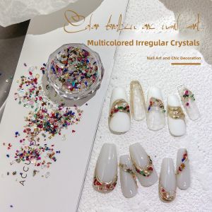 Colorful Small Diamond Nail Art Flat Bottom Gem Simple Stereo Mixed Gold Bead round Japanese Style Diamond Decorations Diy