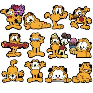 Mesuca | Mesuca 12Pcs Funny Orange Cartoon Cat PVC Shoe Charms Removable Garden Shoe Decor Lovely Elements DIY Shoe Accessories Gifts