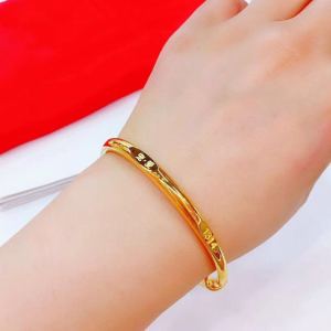 Classic Fashion Solid Gold Bracelet Sand Gold Non-fading Gift for Mom Girlfriend Alloy Silver Plated Gold Color Womens Jewelry