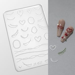 Pearl Chain Necklace Silicone 3D Embossing Nail Decoration Girls Beauty Tool Nail Art Accessories Jewelry Chain Strand