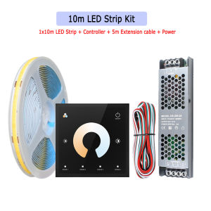 10M 20M COB CCT LED Strip 24V Flexible High Density Dimmable DIY Indoor Room Light Touch Panel Controller Dual White 2700K-6500K
