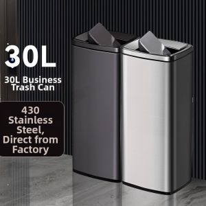 MLZH | Stainless Steel Push-Top Tissue Waste Bin Large Capacity